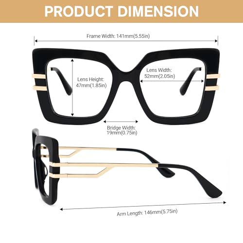 Image of Zeelool Oversized Square Eyeglasses for Women with Non-prescription Clear Lens ZJGX444789-02 Black