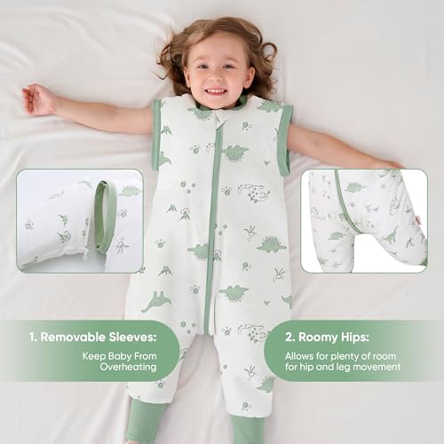 Image of LAT Winter Baby Sleep Bag with Feet,3-way zip Wearable Blanket with Removable Sleeves,Warm Sack for Toddler 2.5 TOG