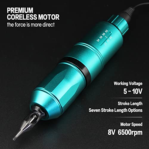 Tattoo Machine Pen Adjustable Stroke Length Pro Tattoo Cartridge Machine Discover Device-Df Pmu Smp Machine Rca Interface Professional Rotary Tattoo Machine (Green) #TOP1