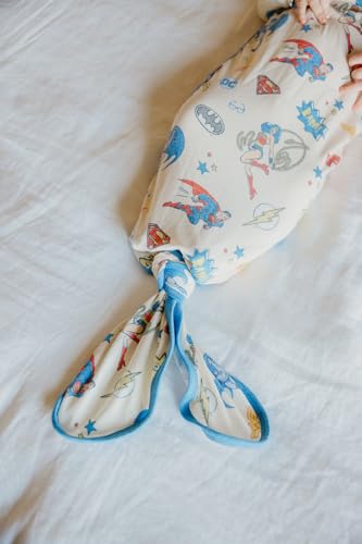 Copper Pearl Baby Gown - Knotted Newborn Sleepers for Baby Boy and Girl, Soft Stretchy Long Sleeve Infant Gowns with Bottom Tie and Hand Mittens, Perfect Hospital Coming Home Outfit (Justice League)3