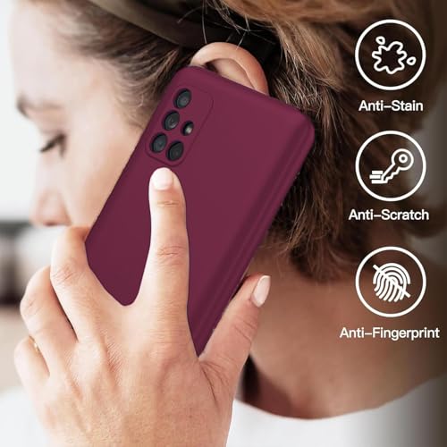 Image of DIZORO Liquid Silicone Case with Microfiber Coushioning Compatible for Samsung Galaxy M51 Cover, Gel Rubber Full Body Protection - Wine Red