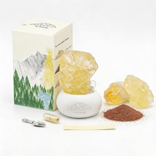 Interactive Citrine Wish Capsule Set - Aesthetic Crystal Desk Decor, Career Success & Motivation Gift, Wealth Energy Wish Bottle for Women & Office Accessories (Yellow)