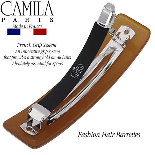 Camila Paris Cp3443 French Hair Barrette Clip For Girls, Caramel, Rubberized Automatic Clasp Strong Hold Grip Hair Clips For Women, No Slip And Durable Styling Girls Hair Accessories, Made In France #TOP4