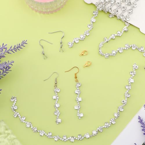 Salbsever 593766_1_WIBQYSPH 2 Yards Crystal Applique Strips Rhinestone Chain Trim String For Crafts Clothes Bling Sewing Embellishments Silver Crystal Chain For Wedding Cake Jewelry Necklace Bags Parties Bouquet Clothes Diy thumb #2