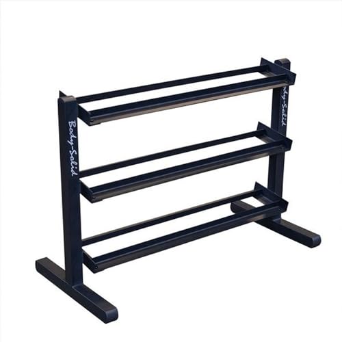 Body-Solid (GDR363) 3-Tier Horizontal Dumbbell Rack Stand Only, Weight Rack Stores 10 Pairs Hex Dumbbells from 5-50 lbs, Home Gym Dumbell Organizer Racks