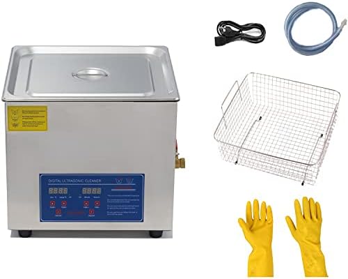 AZUIZUIF 10L/2.6 Gallon Ultrasonic Cleaner (200W+240W) with Heater for Metal Parts, Carburetor, Fuel Injector, Brass, car Parts, Engine Parts, Motor Repair Tools, Gun Parts 40KHz 110V US Plug