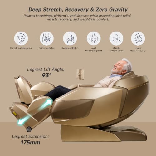 Image of ROTAI R-AUREX Advanced 4D Luxury Zero Gravity Recliner Chair with Cycling Mode & 12 Auto Programs | Full Airbag Coverage with Touch Control & Charging for Home & Office (Champagne)