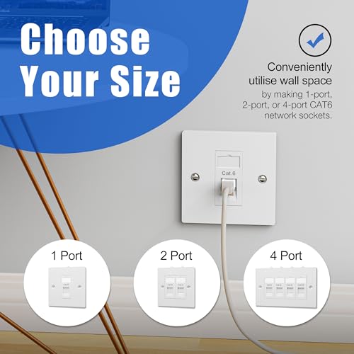 FGB RJ45 Socket Faceplate Wall Plate, RJ45 Wall Sockets Cat6 Single Port for CAT6/CAT5E/CAT5 Ethernet Cable Networking Socket Box with Keystones Jack Modular, 2 Pack - Image 5