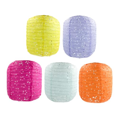 FONDOTIN 5個 和風吊り下げ紙提灯装飾 温かみある屋内外用パーティーデコレーション 誕生日 結婚式 お祝い用