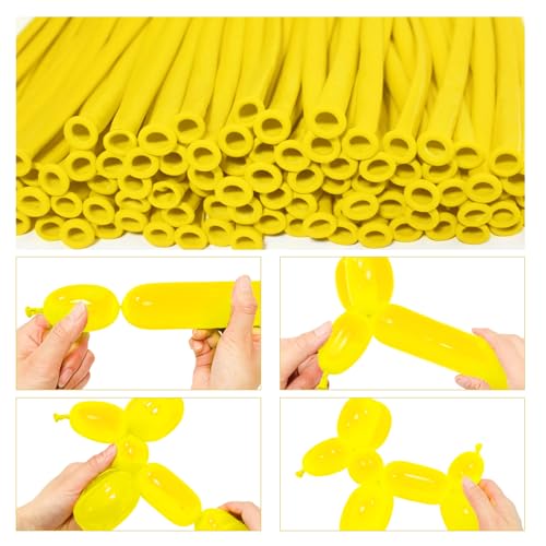 Image of LXZFCRG 260 Balloons Yellow Long Balloons for Balloon Animals, Thickening Long Skinny Latex Twisting Balloon for Balloon Garland Halloween Party Suppies Birthday Wedding (Yellow)