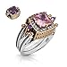 Elegant Reversible 925 Sterling Silver Ring for Women Jewelry - Handcrafted in Turkey, Featuring Square Cut Amethyst & Pink Topaz 925 Sterling Silver Ladie's Ring All Size