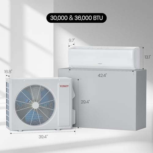 Image of TOSOT 30,000 BTU Mini-Split Air Conditioner and Heating System, 22 SEER2 Wifi-Enabled Ductless Inverter AC Unit with 16ft Copper Line Set, Voice Controlled, 208-230V, Cosmo Series