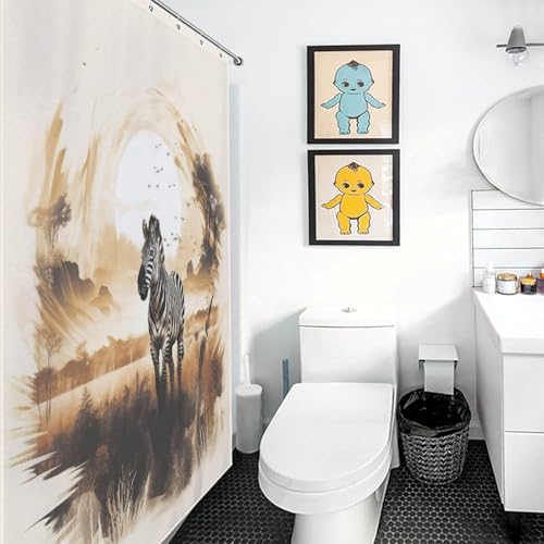Rideau de douche zèbre 122x183 cm en polyester imperméable - 3