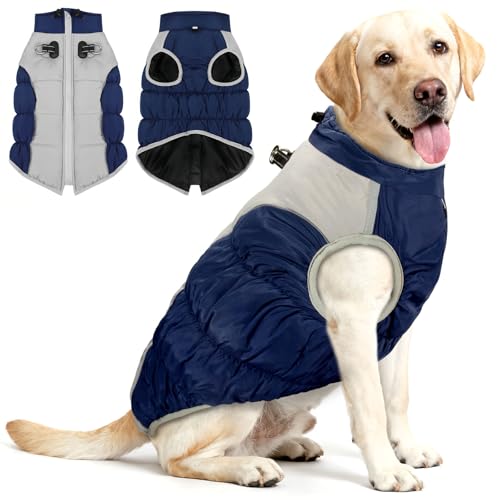El Mejor Listado de Chaquetas y abrigos para comprar online. 42 HETIE Abrigo para Perros, Chaqueta Impermeable y Cortavientos, Chaleco Reflectante para Mascotas, Traje de Nieve Polar Cálido para Perros, Apto para Perros Medianos y Grandes...