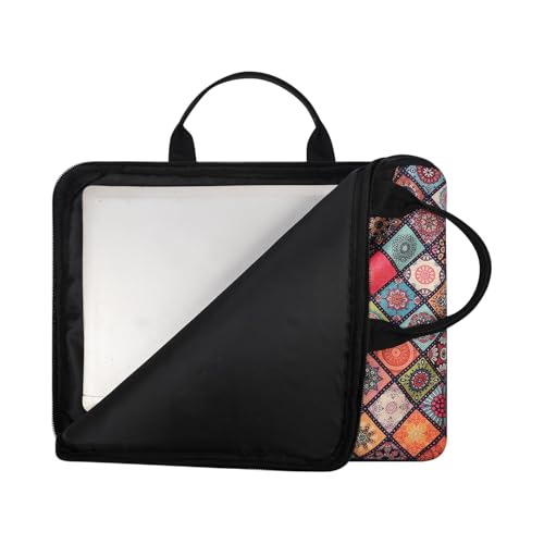 Image of Tabelito Designer Printed Laptop Sleeve for Women (13-15.6 Inch) | Jute & Vegan Leather Office Handbag | Lightweight Stylish Work Bag with Handle