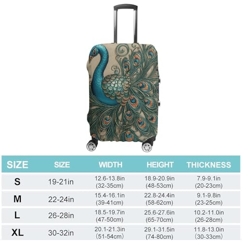 Peacock Pattern Luggage Cover, Elastic Luggage Protector Fits 19-32in Suitcases, Washable & Anti-Scratch Suitcase Cover for Men Women S2
