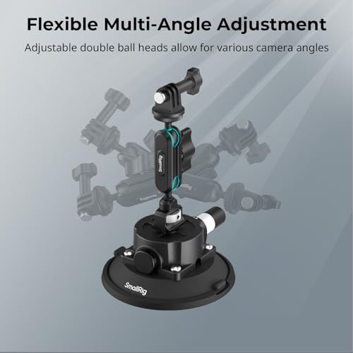 SMALLRIG Uchwyt 4,5" z przyssawką kulową Magic Arm, uchwyt do kamer sportowych do DJI Osmo Action 5 Pro/4, do Insta360 x5, do GoPro 13/12, udźwig 1,5 kg, na szybę samochodu lub okno - 5855
