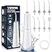 VIMMK Jet Dentaire Hydropulseur et Irrigateurs Oral avec 5 Modes de Pression d'eau et 8 Embouts Remplaçables, Rechargeable et Étanche IPX7, Réservoir 300ML (Blanc)