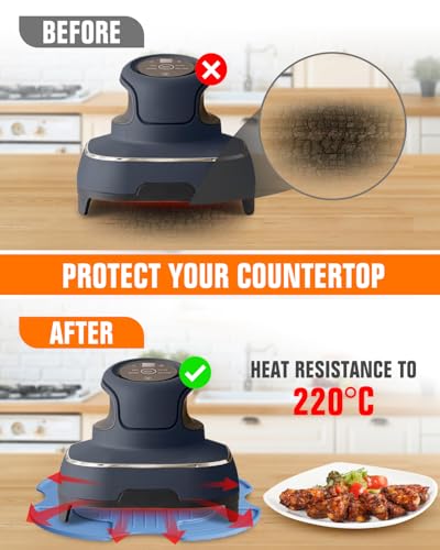 Image of 2 PCS Silicone Trivet & Splatter Shield for Ninja Crispi Black (Sky Blue) | Heat Resistant & Non-Slip Silicone,Blocks Oil Splashes,Guards Countertops,Reusable, Easy To Clean,Dishwasher Safe
