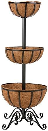 NEW 3 TIER STEEL FLOWER FOUNTAIN PLANTER HERB POTS COCO LINERS DECORATION GARDEN BASKET