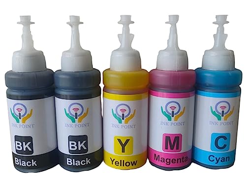 Image of 664 T664 Refill Ink for Epson L130 L360 L380 L361 L565 L210 L220 L310 L350 L355 L365 L385 L405 L455 L485 Printers (Cyan, Magenta, Yellow, 2 Black) - 100 gm x 6 Bottle (Color + 2 Black)