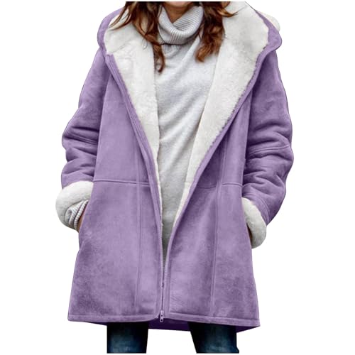 Womens Long Sleeve Oversized Jackets Hooded Trench Outfit for Women Velvet Warm Fuzzy Hooded Fall Winter Coat 2025