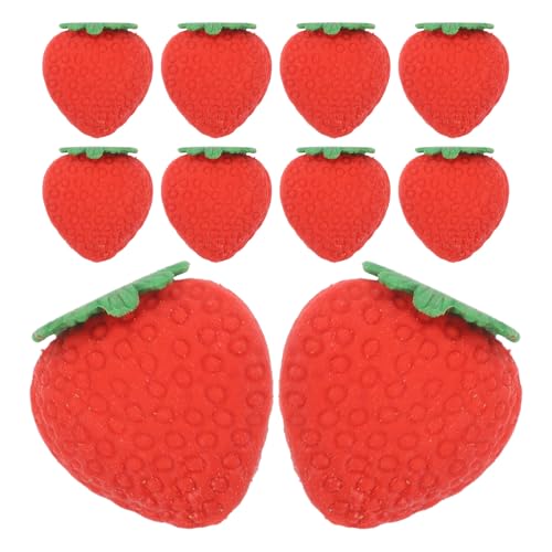 100 Pièces Gomme Caoutchouc Rouge en Forme de Fraise Mini Fournitures Scolaires pour Élèves