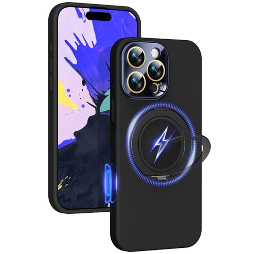 Image of Silicone Case for iPhone 16 Pro with 360 Magnetic Stand Fit for MagSafe