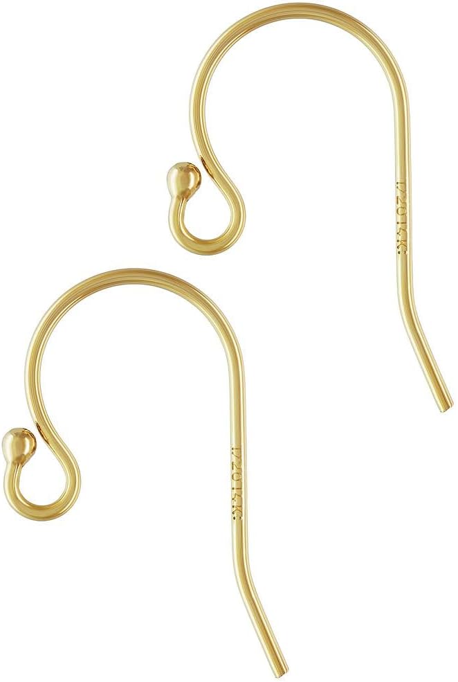 10pcs Real 1/20 14K Gold Filled Ball End Fish Earring Hooks 20mm Dangle Ear Wire (Wire 0.8mm/20 Gauge) for Earrings Jewelry Making JK1-A7