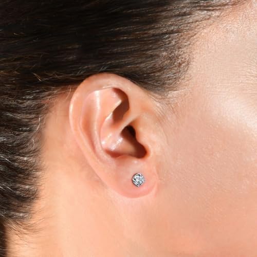 Pompeii 1Ct TW Round 14K White or Yellow Gold Diamond Screwback Studs Earrings - Image 3