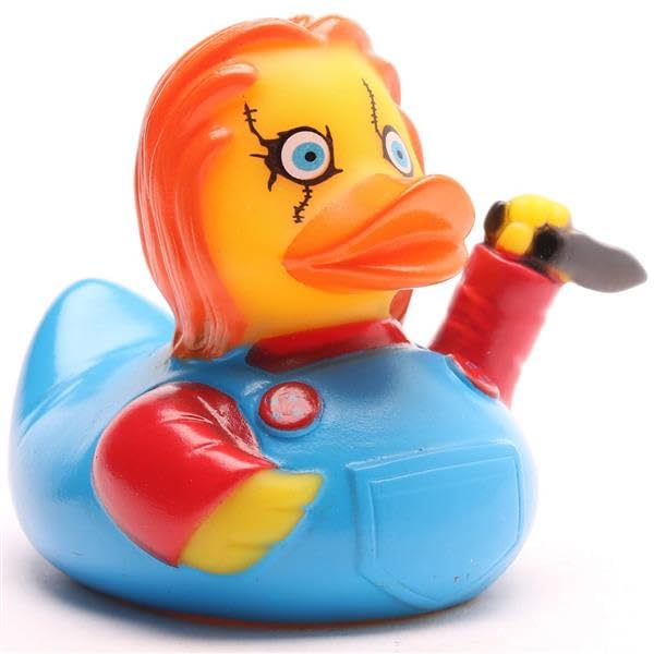 Creepy Cuddler Bath Duck - Includes Rubber Duck Keyring in Set I L 9 cm I Squeaky Duck I Gift for Horror Fans