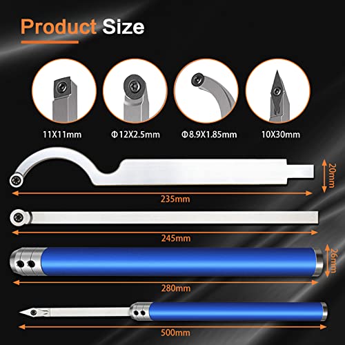 Carbide Tipped Wood Turning Tools Set, Latest Lathe Rougher Finisher Swan Neck Hollowing Tools And Interchangeable Aluminum Alloy Grip Handle With Diamond Round Square Carbide Inserts #TOP4