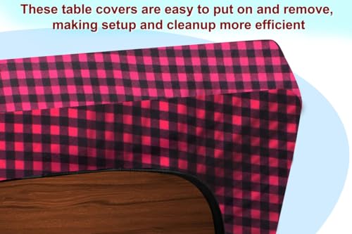 Image of The Furnishing Tree Elastic Rectangular Dining Table Cover WxL 36x48 in Inches Polyester Checkered Pattern Maroon