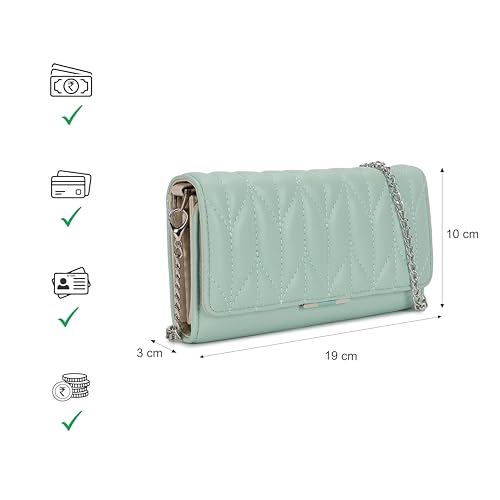 Image of Fastrack Zenith Women's Quilted Clutch | Detachable Chain, Card & Cash Slots, Magnetic Flap | Evening Clutch
