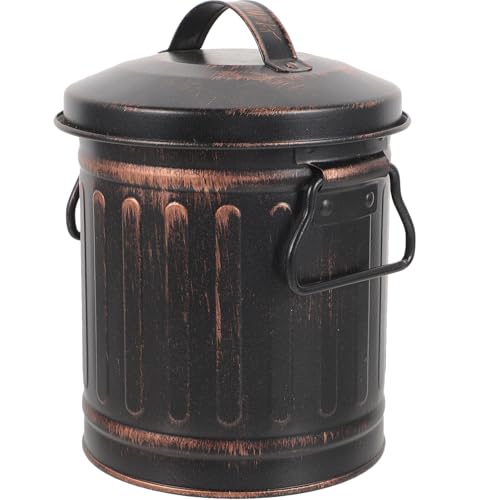 OSALADI Black Vintage Metal Ash Bucket Lid for Fireplace and BBQ Charcoal Storage, Indoor Outdoor Coal Carrier, Ash Bin for Fire Pit and Kitchen Use