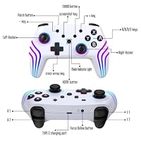 MYSTILUCK Wireless Pro Controller für Switch/Switch 2/Lite/OLED/PC, Gamepad mit 7 Farbwechselnde RGB Beleuchtung/Hall Effect Trigger/Dual Vibration/Turbo, Ergonomisch Gestalteter Präzise Joystick,Weiß – Ansicht 6