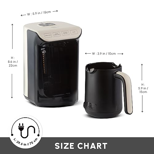 KARACA Hatır Köz Turkish Coffee Machine for 5 People, 535W, Fully Automatic, Simple & Traditional Turkish Coffee Maker, Cream - Image 3