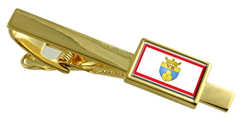 Clip de corbata de Ciudad Victoria Malta grabado con bandera gold, pasador personalizado