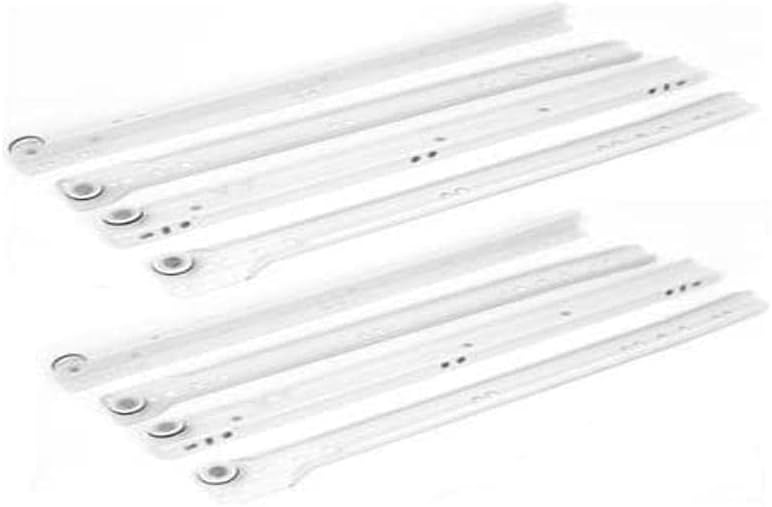 2 Pairs of White Metal Drawer Runners 500mm
