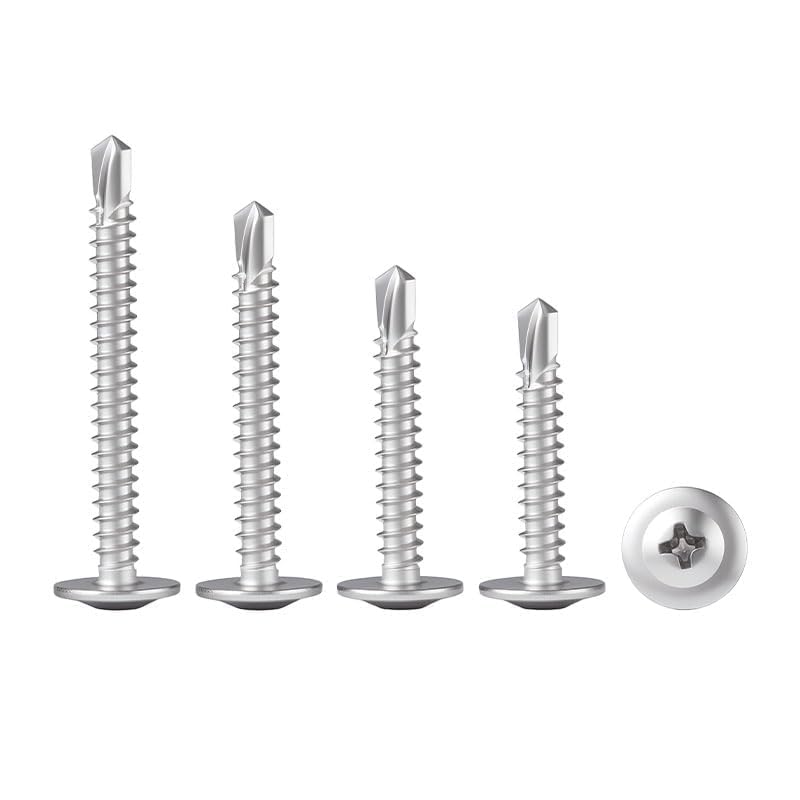 100 Pcs M4.2x13mm Self Tapping Stainless Steel Screws with Round Head Cross Grooves for Wood, Drywall, Furniture, Etc