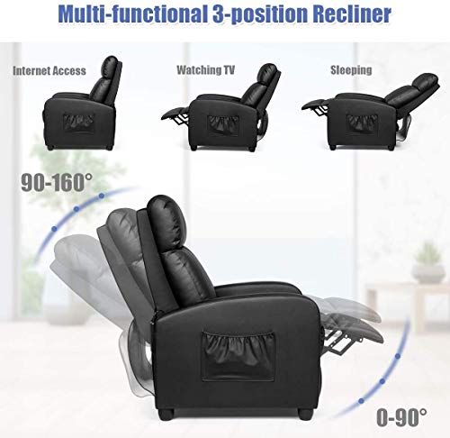 Moccha Massage Recliner Chair, Ergonomic Adjustable Single Sofa With Padded Seat, Backrest, Footrest, Reclining Sofa With Remote Control, Modern Massage Recliner For Living Room, Home, Office (Black) #TOP2