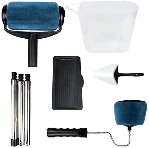 Paint Roller Kit with Sticks Ceiling Wall Painting Brushes Roller Runner Decorating Tools House Painting Supplies Paint Roller Brush Set (6pcs)