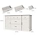 Maupvit Buffet Cabinet with Storage, 58'' Large Sideboard Buffet with 5 Drawers and 2 Doors, Adjustable Shelves, Farmhouse Wood Coffee Bar Table Storage Cabinet for Dining, Living Room, Kitchen(White)