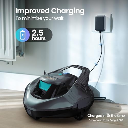 Image of AIPER Seagull SE 2025 Cordless Robotic Pool Vacuum with 1200GPH Strong Suction, Lasts 90 Mins Runtime, LED Indicator,Pool Vacuum for Above-Ground Pool up to 40 Feet, Grey & Teal