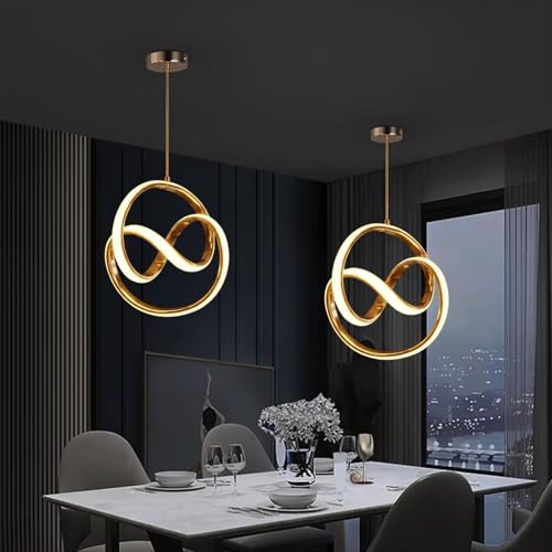 Image of Groeien 12W | 3 Color Gold Finish Modern LED LoopSphere Ceiling Lamp Fixture | Chandelier for Home, Indoor, Outdoor,Living Room, Bedroom Ceiling Lamp Fixture(LoopSphere, 1)