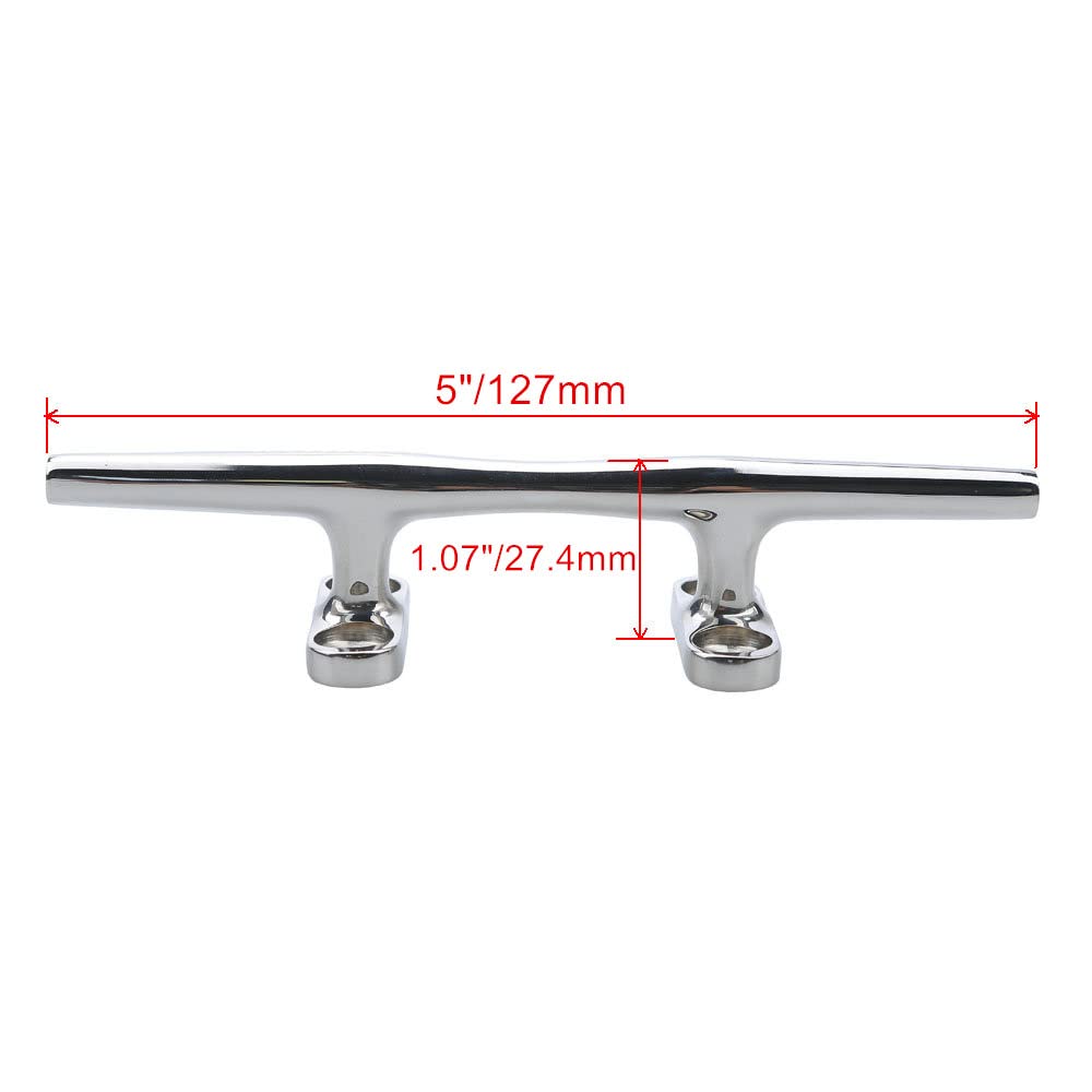 2 Pcs MIZUGIWA Flat Top Marine Open Base Boat Cleat 5" / 6" Marine 316
