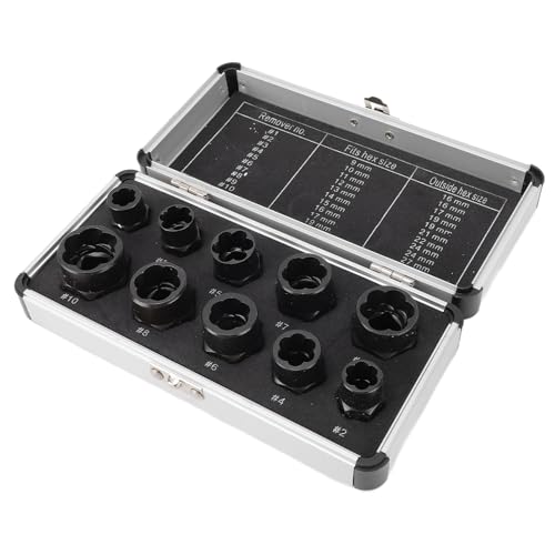 Hamwesh Juego de Extractores de Pernos, Acero Endurecido 40CR con Revestimiento de óxido Negro, Herramienta para Quitar Tuercas con Ranuras en Espiral Inversa, Extractor de Tornillos Rotos con Kit