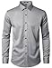 JEMITOP Men's Stretch Wrinkle Free Dress Shirts Formal Wedding Prom Long Sleeve Button Down Shirt Grey XL