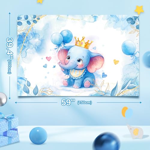 Image of 149 pcs Baby Shower Decorations for Boy, 4 Pcs Balloon Boxes,Elephant Foil Balloons, Blue Elephant Theme Baby Shower Decorations Gender Reveal Party Supplies