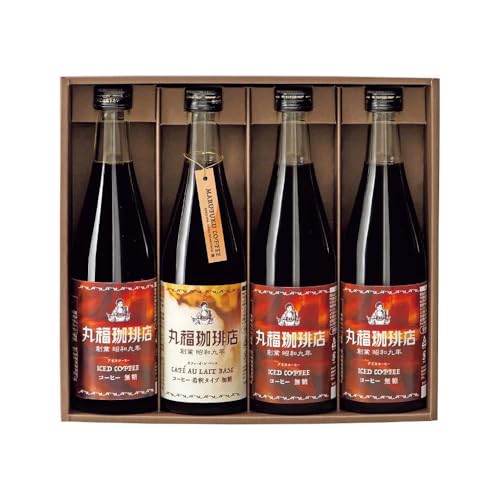 エンジェル宅配 丸福珈琲店 アイスコーヒーセット 4本 カフェオレベース 希釈タイプ 美味しい 香り高い 濃厚 常温 人気 お礼 誕生日 お祝い 創業 昭和九年 ギフト プレゼント